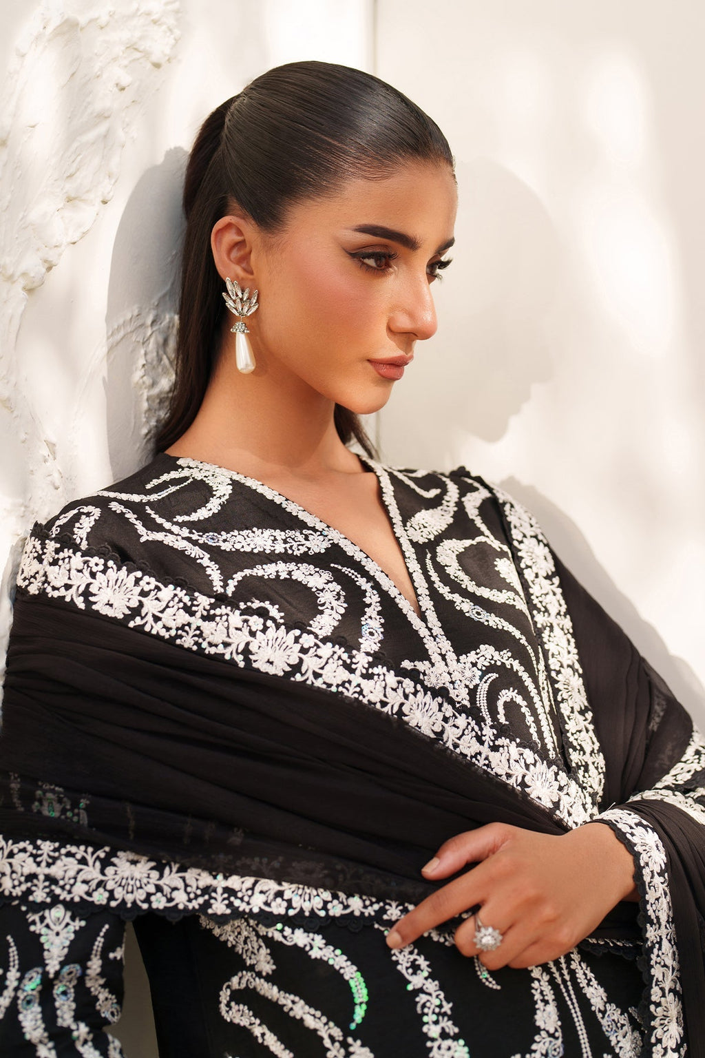 EMBROIDERED RAW SILK UF-4381