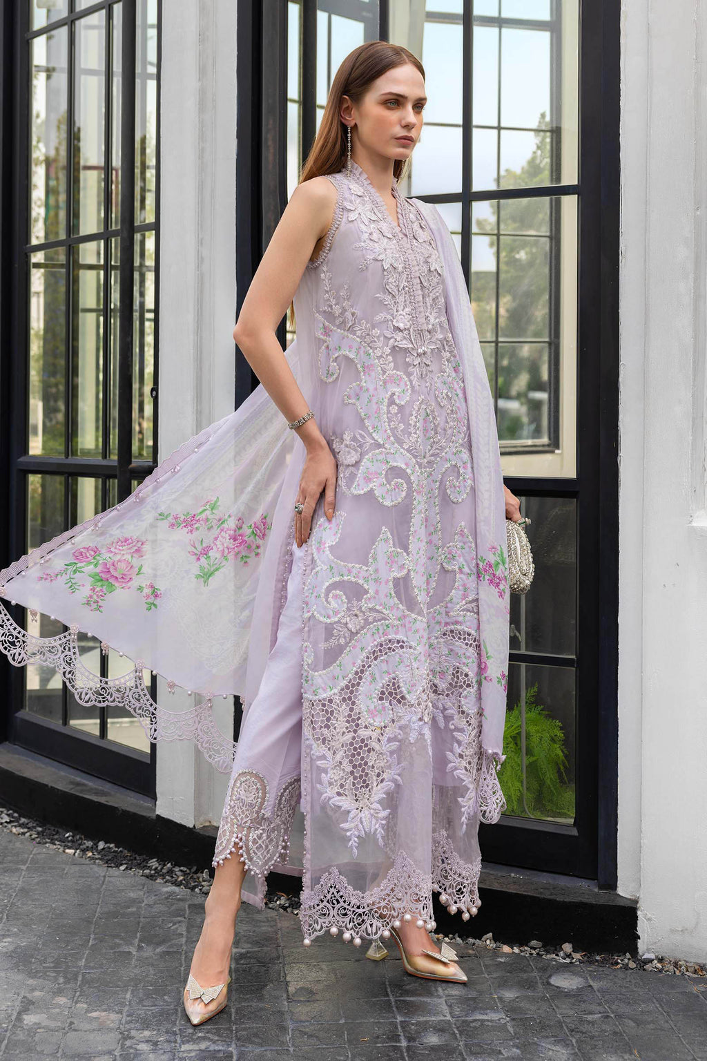 3 Piece Unstitched Embroidered Lawn Suit