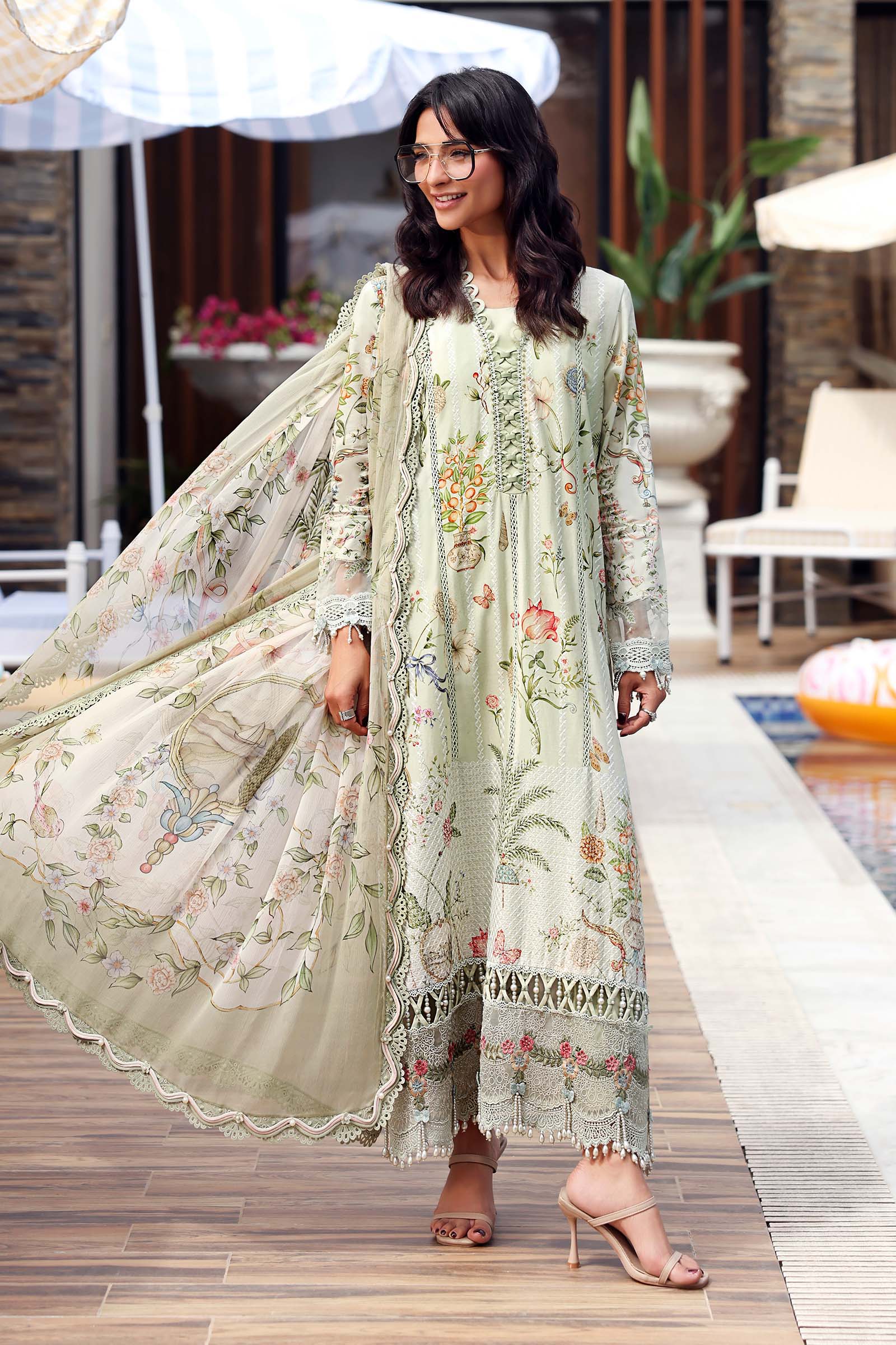 3 Piece Unstitched Embroidered Lawn Suit