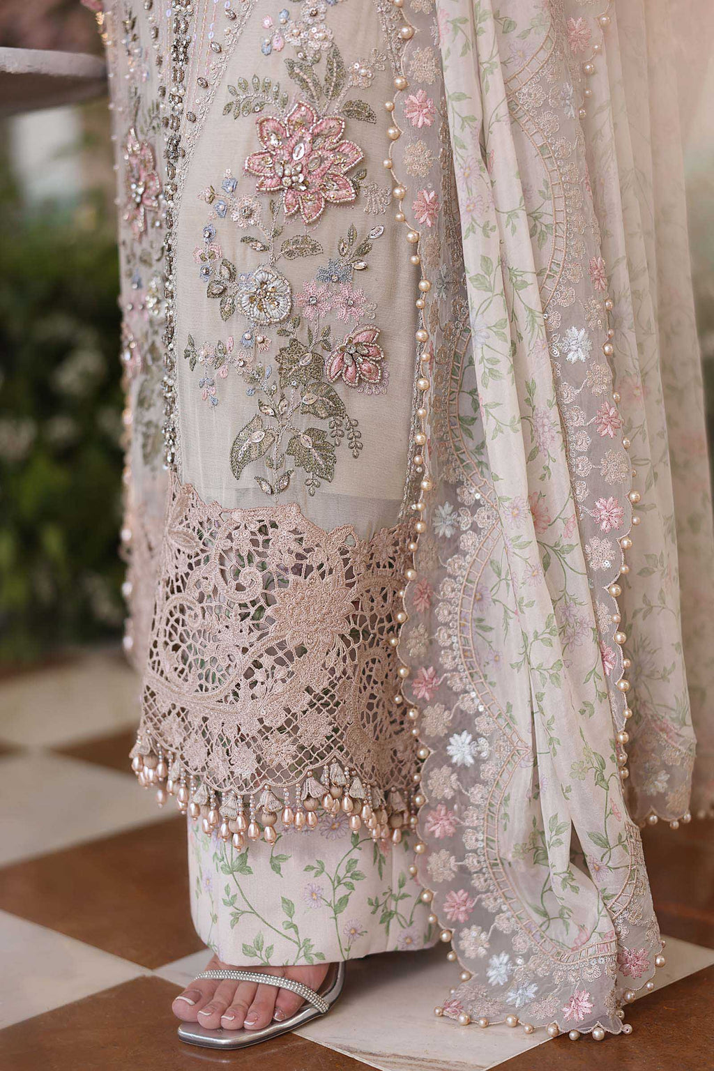 3 Piece Unstitched Embroidered Chiffon Suit