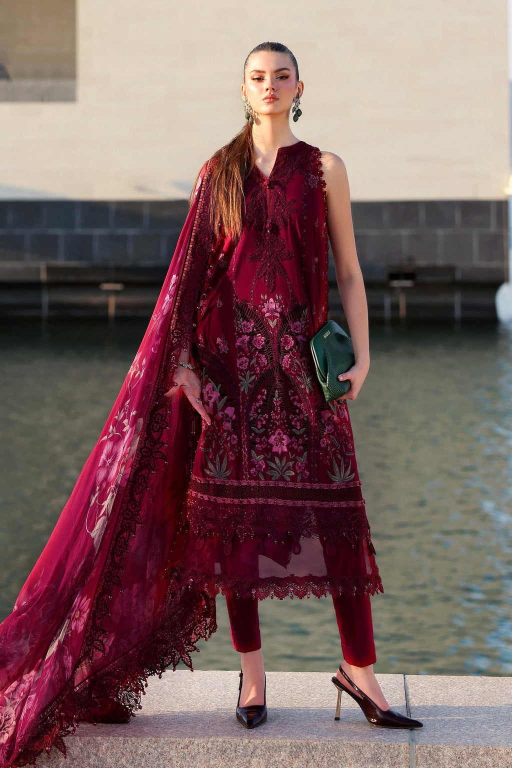 3 Piece Unstitched Embroidered Lawn Suit