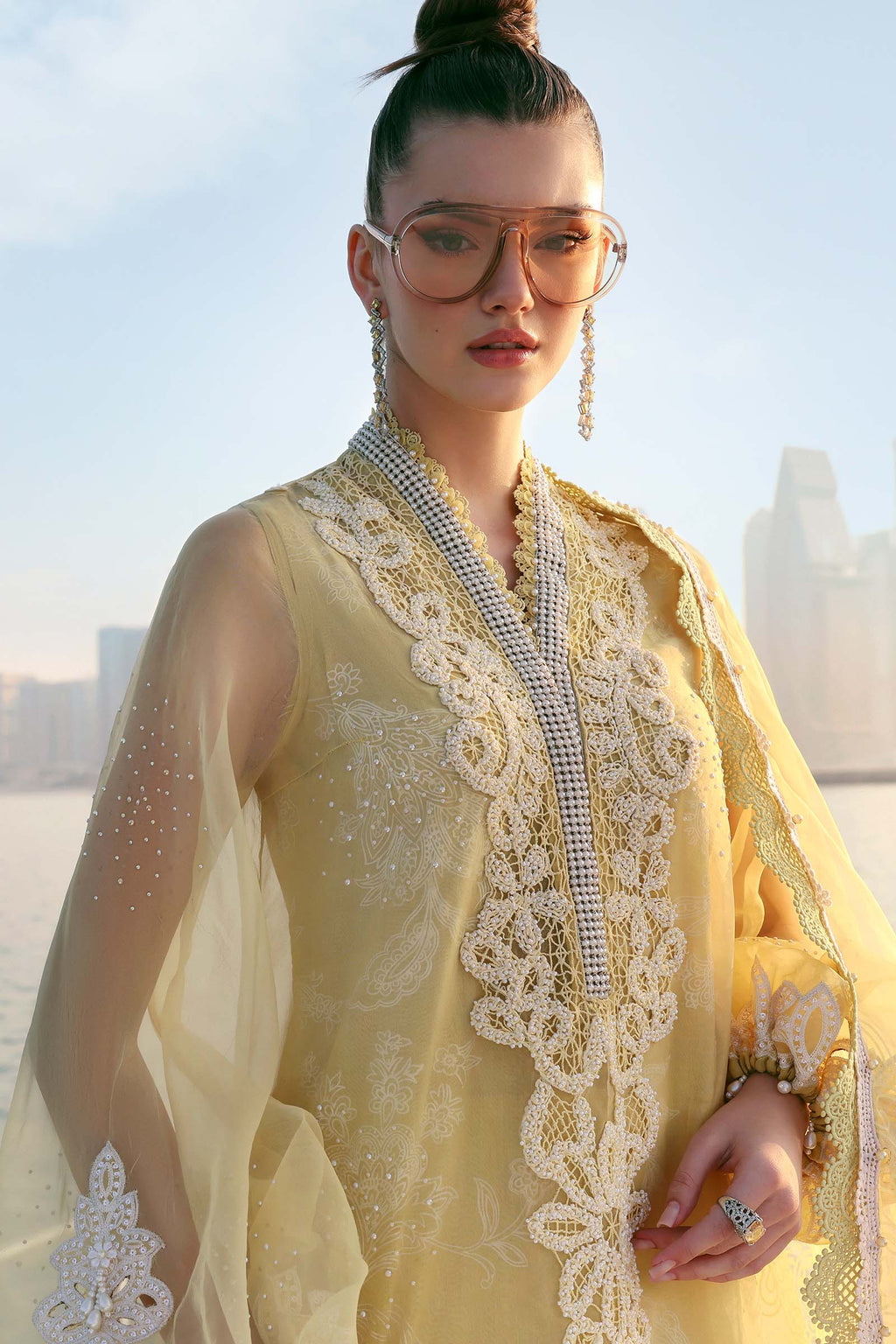 3 Piece Unstitched Embroidered Organza Suit